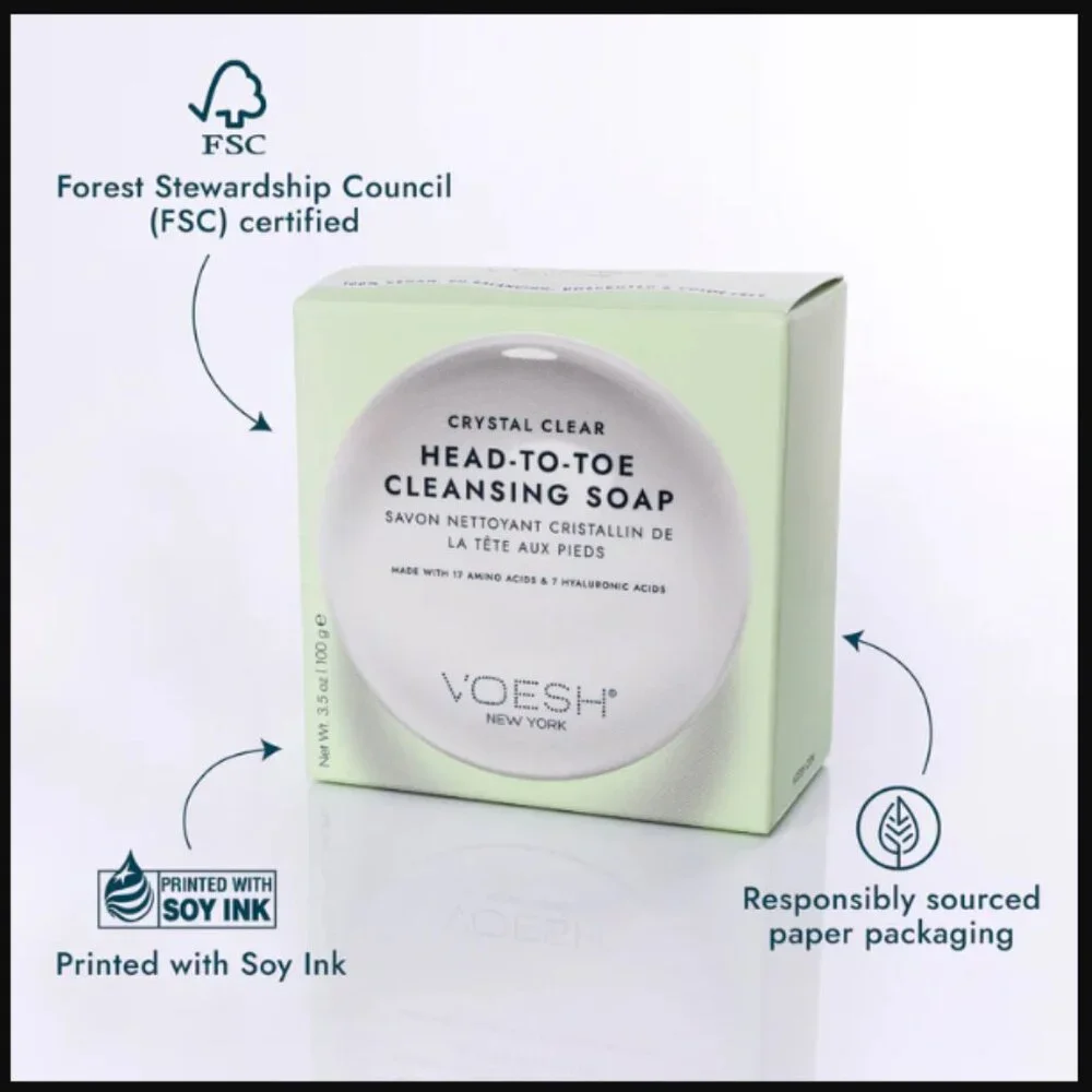 🔥3/$30 NIB Voesh New York Crystal Clear Head-To-Toe Cleansing Soap Full Size